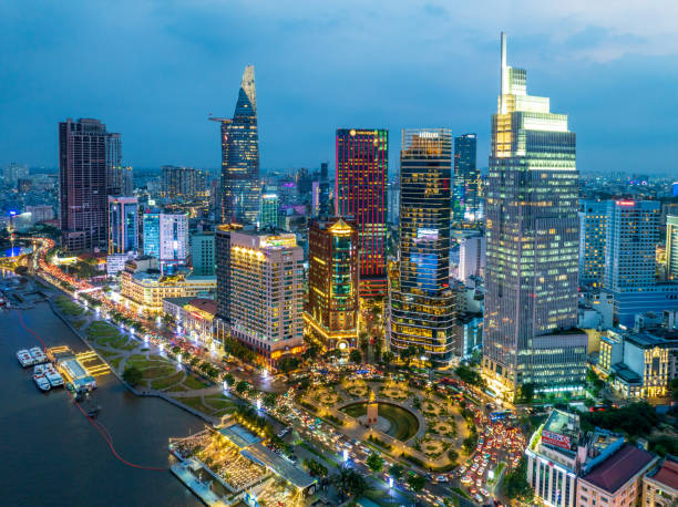Ho Chi Minh City skyline at dusk, including Landmark 81